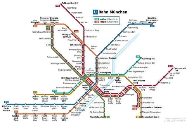 Mappa delle stazioni della metropolitana di Monaco