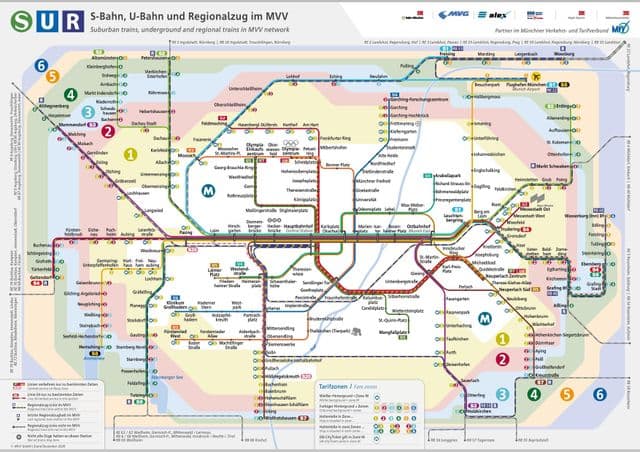 Mappa delle stazioni della metropolitana di Monaco