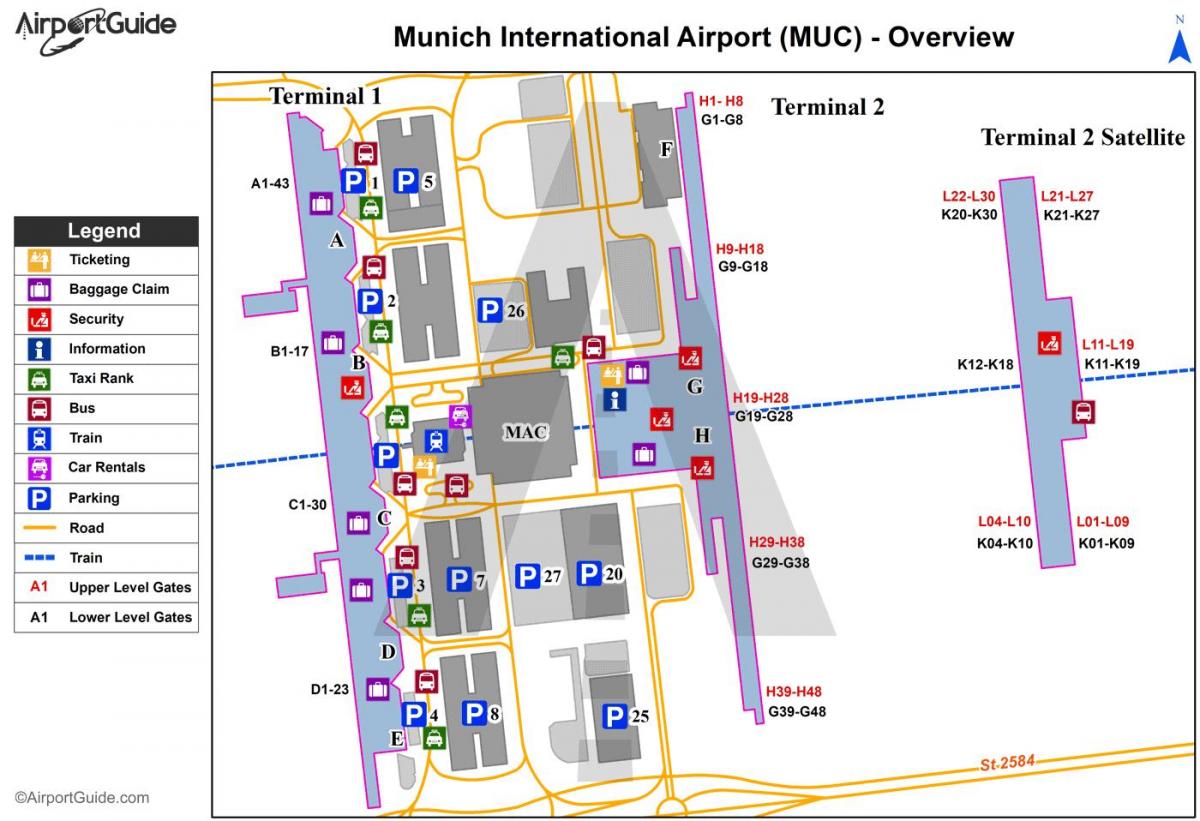 Mappa del terminal dell'aeroporto di Monaco