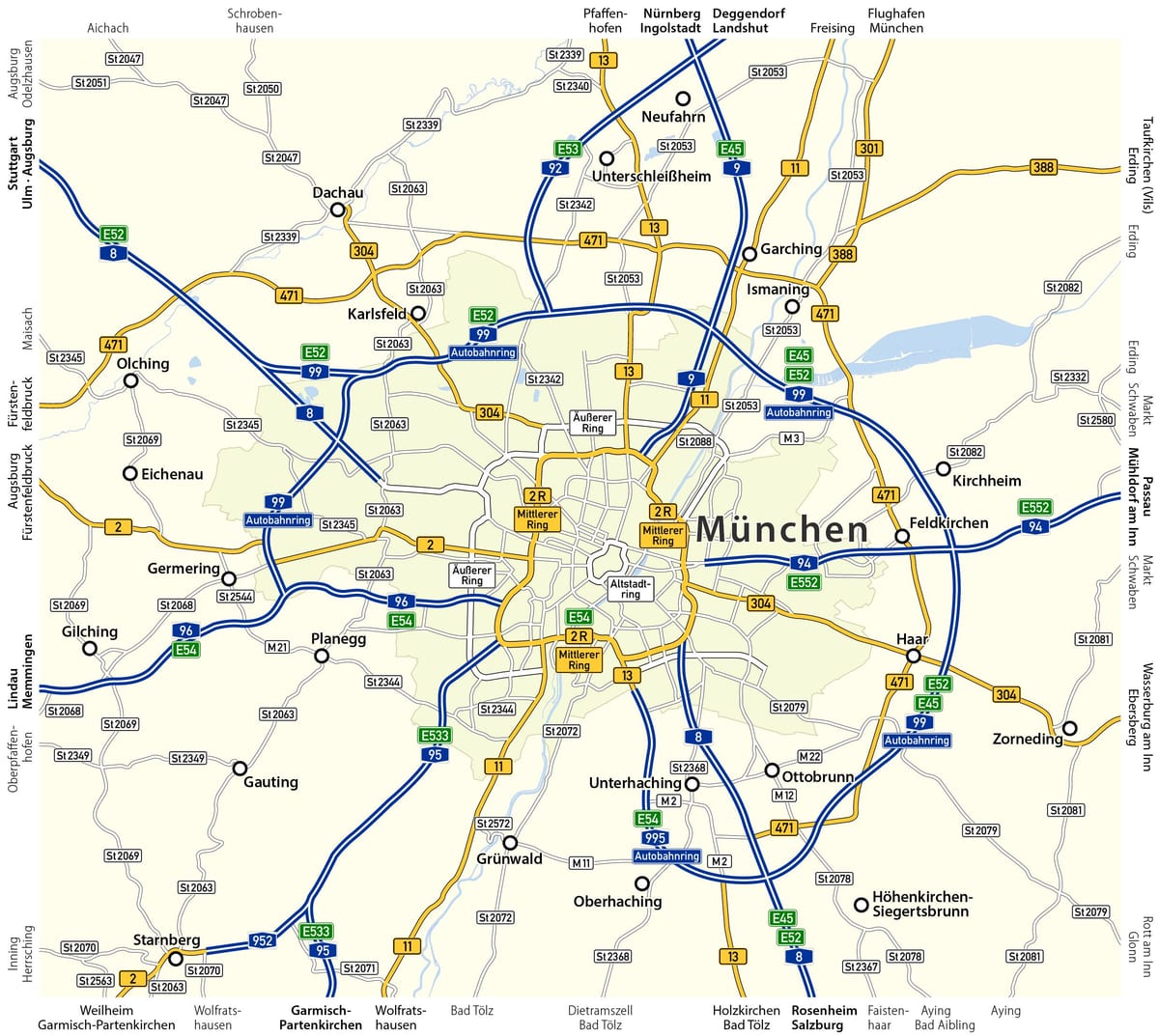 Mappa delle strade di Monaco di Baviera