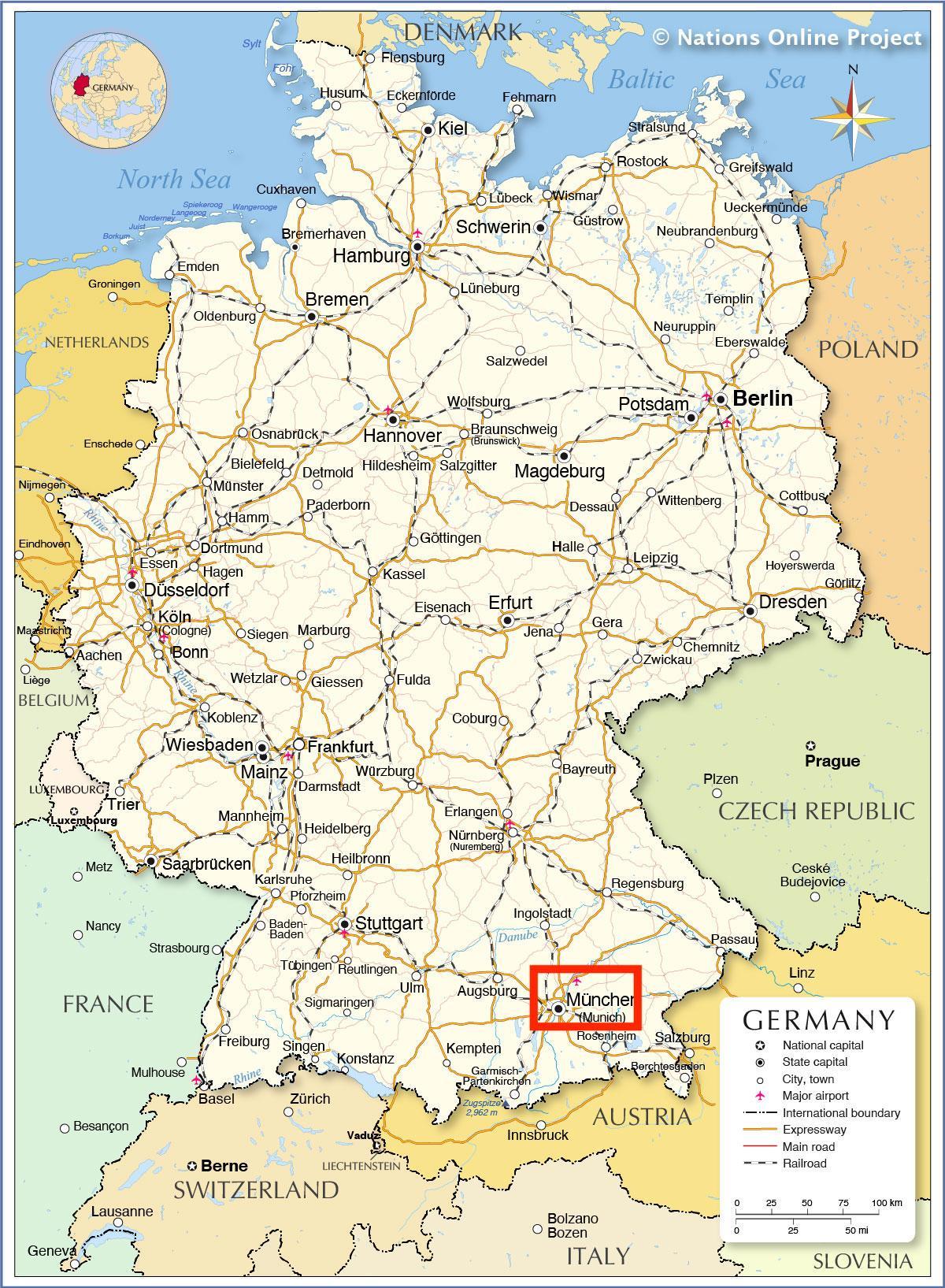 Monaco di Baviera - Mappa della Germania